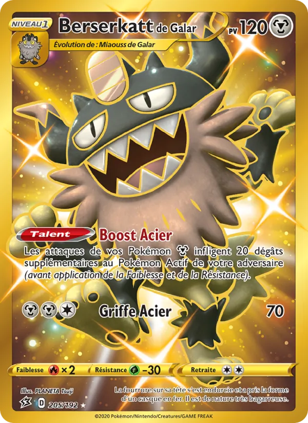 Carte Pokémon Berserkatt de Galar 205/192 de l'extension Clash des Rebelles