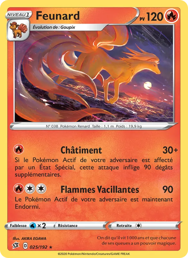 Carte Pokémon Feunard 25/192 de l'extension Clash des Rebelles