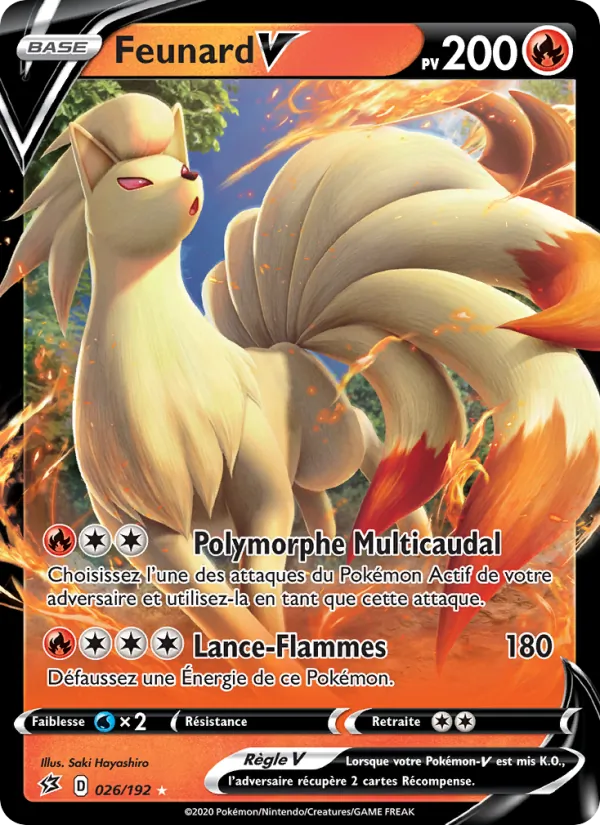 Carte Pokémon Feunard V 26/192 de l'extension Clash des Rebelles