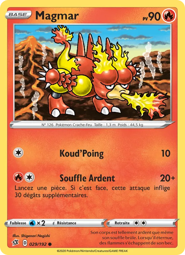 Carte Pokémon Magmar 29/192 de l'extension Clash des Rebelles