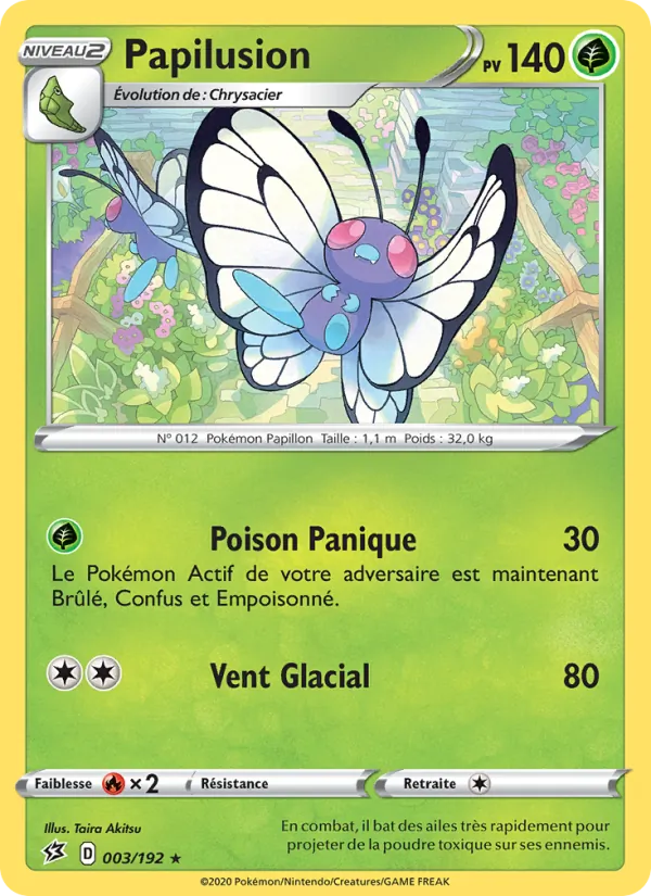 Carte Pokémon Papilusion 3/192 de l'extension Clash des Rebelles