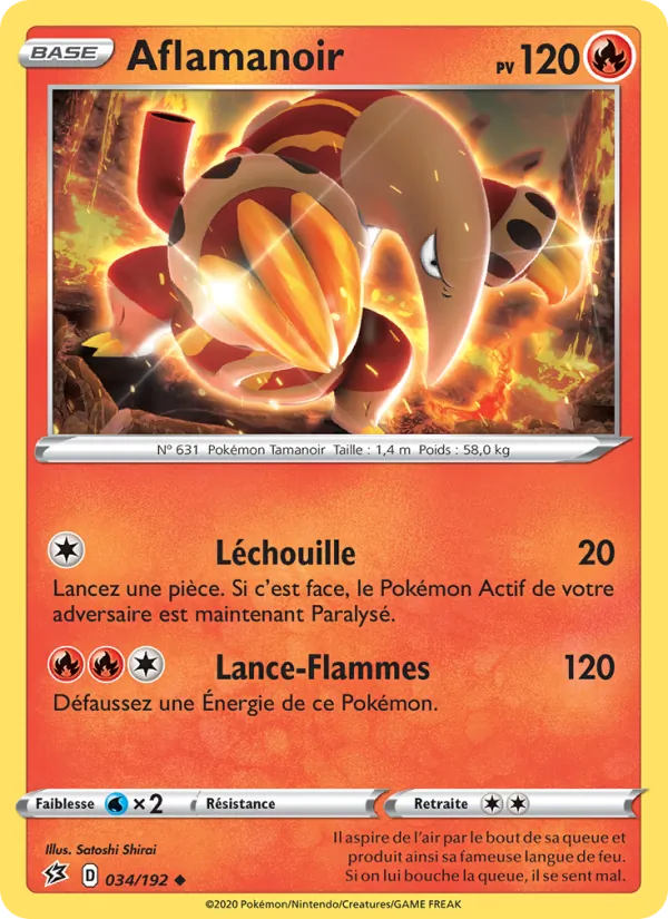 Carte Pokémon Aflamanoir 34/192 de l'extension Clash des Rebelles