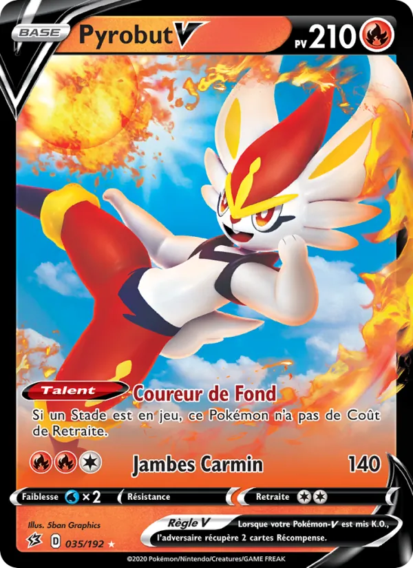 Carte Pokémon Pyrobut V 35/192 de l'extension Clash des Rebelles