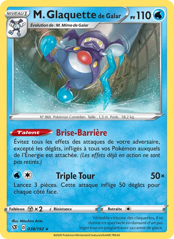 Carte Pokémon M. Glaquette de Galar 38/192 de l'extension Clash des Rebelles