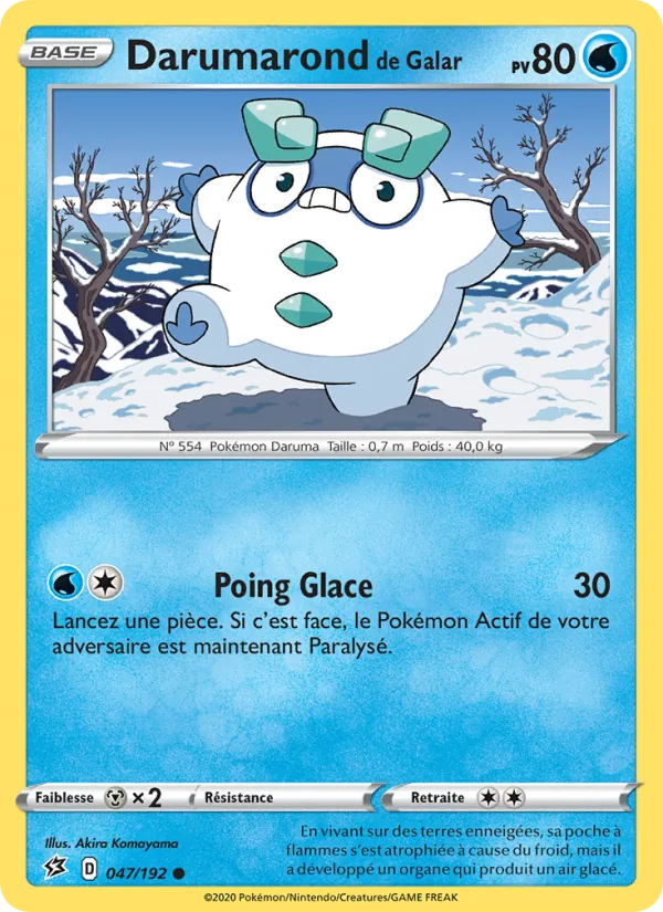 Carte Pokémon Darumarond de Galar 47/192 de l'extension Clash des Rebelles
