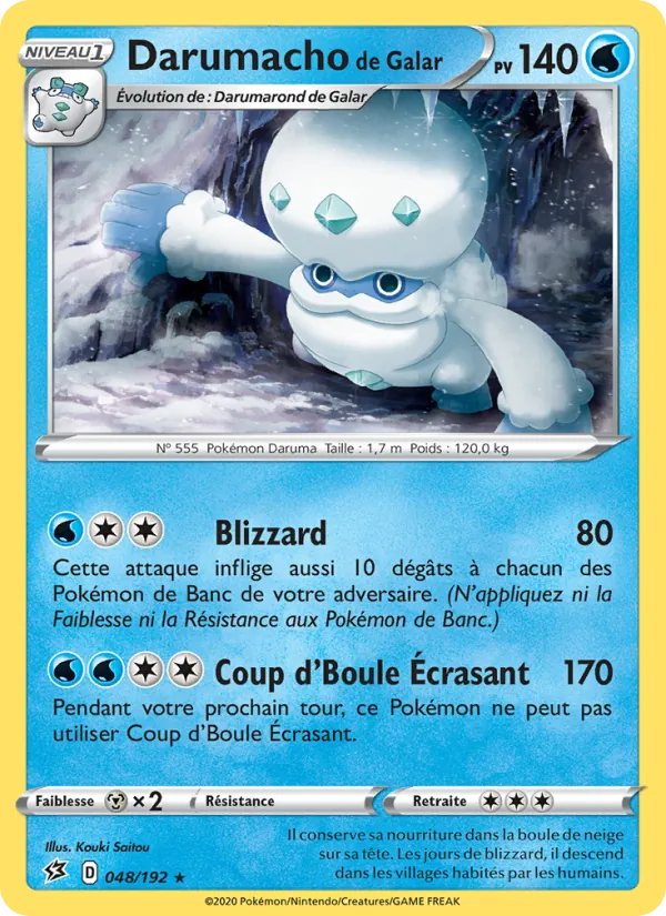 Carte Pokémon Darumacho de Galar 48/192 de l'extension Clash des Rebelles
