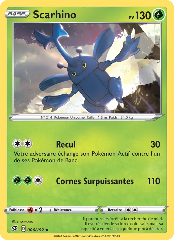 Carte Pokémon Scarhino 6/192 de l'extension Clash des Rebelles