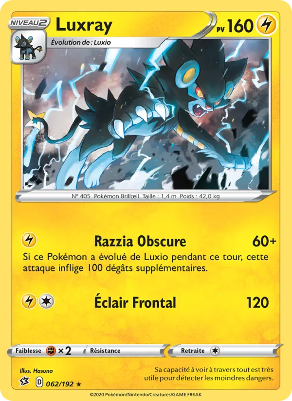 Carte Pokémon Luxray 62/192 de l'extension Clash des Rebelles