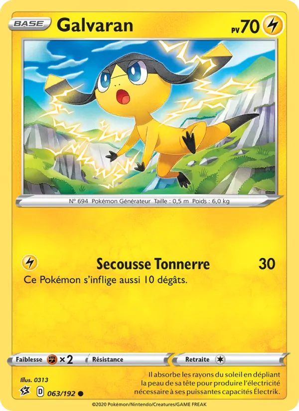 Carte Pokémon Galvaran 63/192 de l'extension Clash des Rebelles