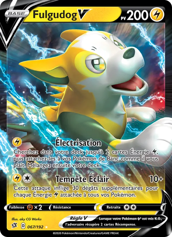 Carte Pokémon Fulgudog V 67/192 de l'extension Clash des Rebelles