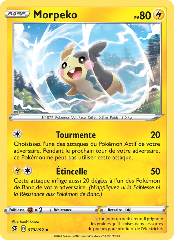 Carte Pokémon Morpeko 73/192 de l'extension Clash des Rebelles