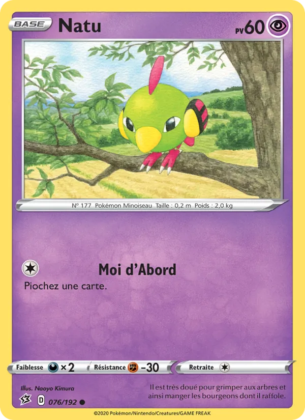 Carte Pokémon Natu 76/192 de l'extension Clash des Rebelles