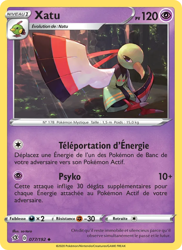 Carte Pokémon Xatu 77/192 de l'extension Clash des Rebelles