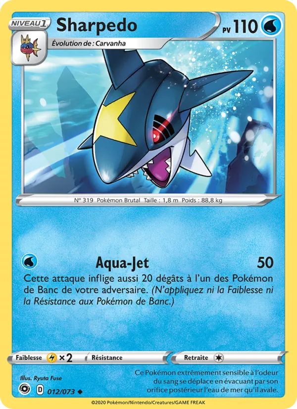 Carte Pokémon Sharpedo 12/73 de l'extension La Voie du Maître