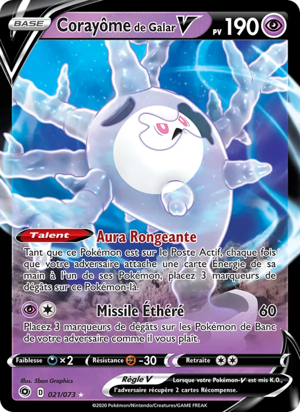Carte Pokémon Corayôme de Galar V 21/73 de l'extension La Voie du Maître