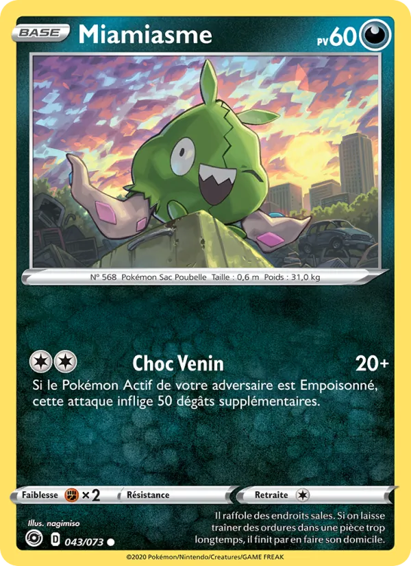 Carte Pokémon Miamiasme 43/73 de l'extension La Voie du Maître