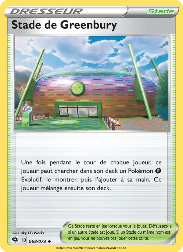 Carte Pokémon Stade de Greenbury 68/73 de l'extension La Voie du Maître