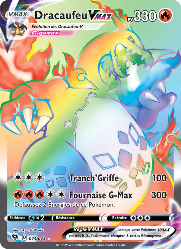 Carte Pokémon Dracaufeu VMAX 74/73 de l'extension La Voie du Maître