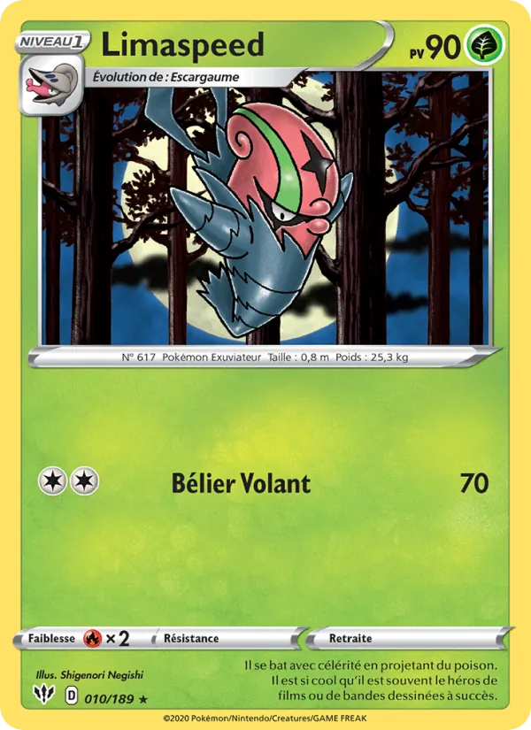 Carte Pokémon Limaspeed 10/189 de l'extension Ténèbres Embrasées