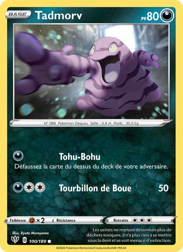Carte Pokémon Tadmorv 100/189 de l'extension Ténèbres Embrasées