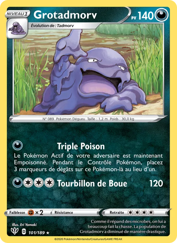 Carte Pokémon Grotadmorv 101/189 de l'extension Ténèbres Embrasées