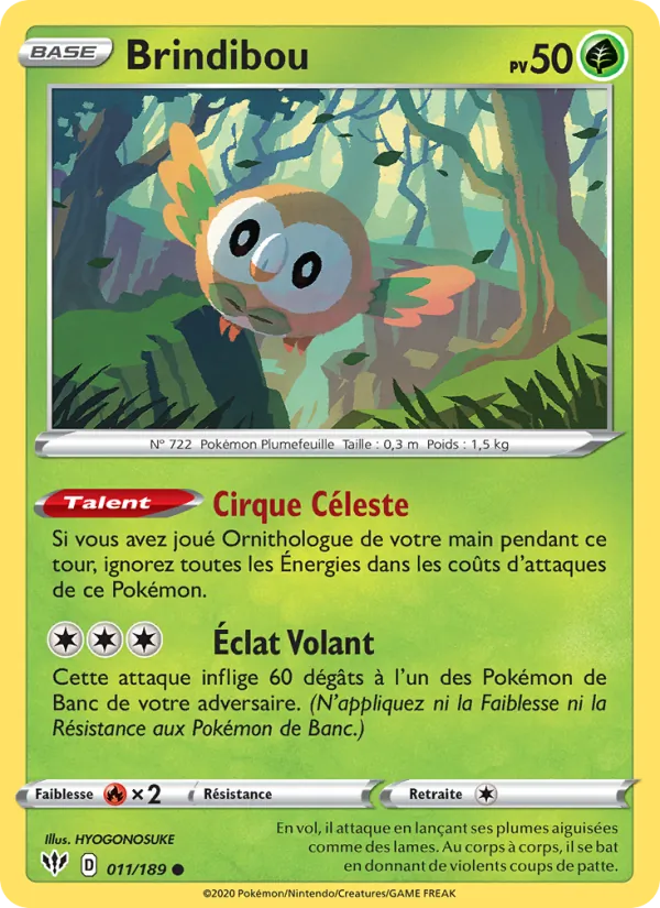 Carte Pokémon Brindibou 11/189 de l'extension Ténèbres Embrasées