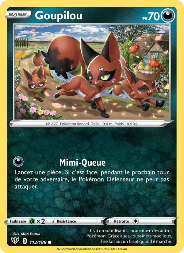 Carte Pokémon Goupilou 112/189 de l'extension Ténèbres Embrasées