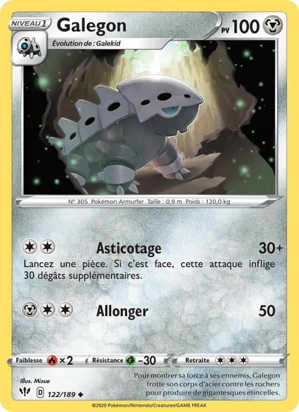 Carte Pokémon Galegon 122/189 de l'extension Ténèbres Embrasées