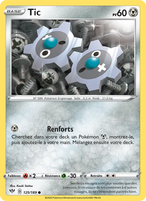 Carte Pokémon Tic 125/189 de l'extension Ténèbres Embrasées