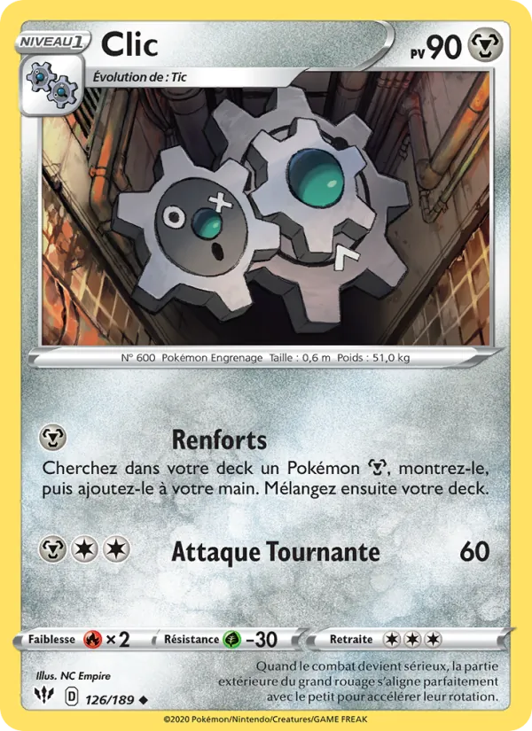 Carte Pokémon Clic 126/189 de l'extension Ténèbres Embrasées