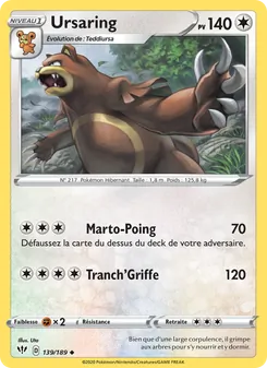 Carte Pokémon Ursaring 139 — Ténèbres Embrasées
