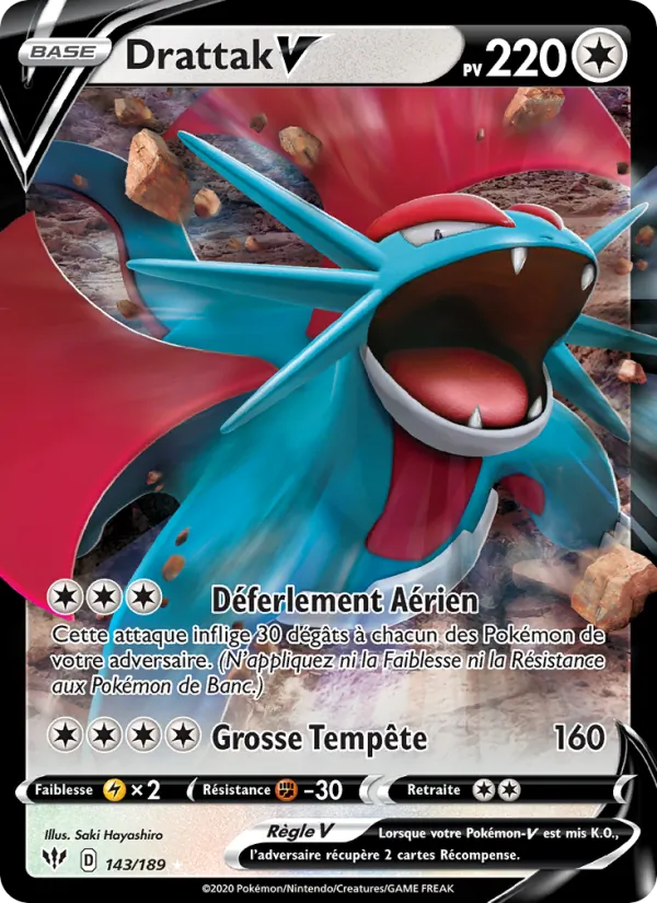 Carte Pokémon Drattak V 143/189 de l'extension Ténèbres Embrasées
