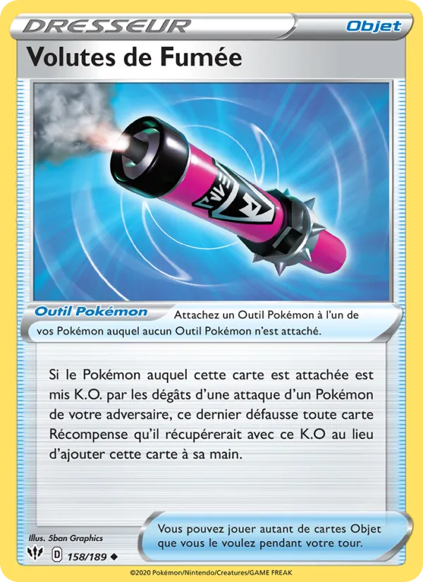 Carte Pokémon Volutes de Fumée 158/189 de l'extension Ténèbres Embrasées