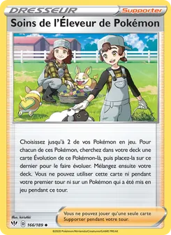 Carte Pokémon Soins de l'Éleveur de Pokémon 166 — Ténèbres Embrasées