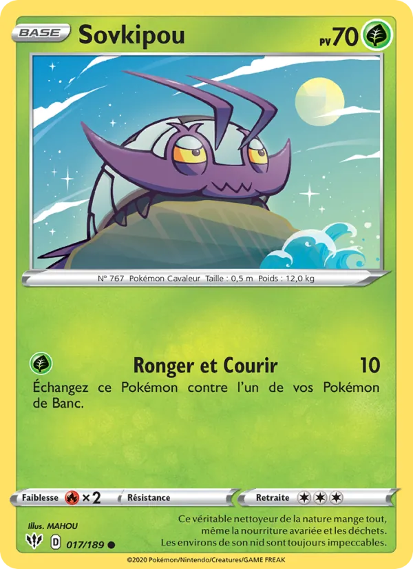 Carte Pokémon Sovkipou 17/189 de l'extension Ténèbres Embrasées