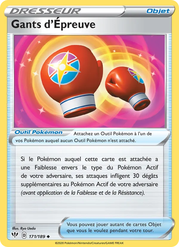Carte Pokémon Gants d'Épreuve 171/189 de l'extension Ténèbres Embrasées