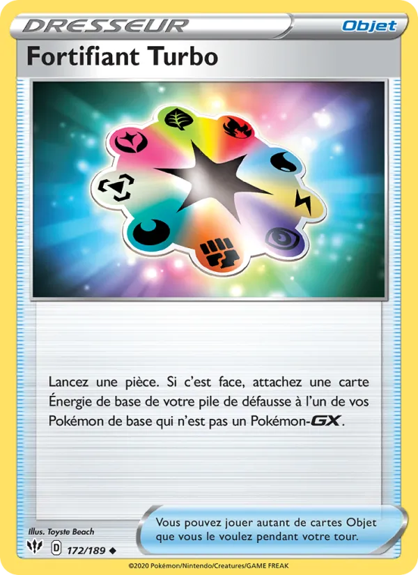 Carte Pokémon Fortifiant Turbo 172/189 de l'extension Ténèbres Embrasées