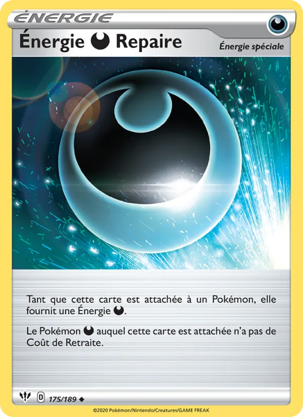 Carte Pokémon Énergie Darkness Repaire 175/189 de l'extension Ténèbres Embrasées