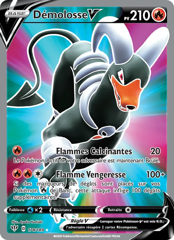 Carte Pokémon Démolosse V 178/189 de l'extension Ténèbres Embrasées
