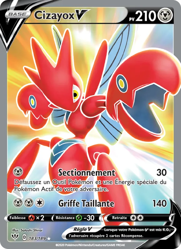 Carte Pokémon Cizayox V 183/189 de l'extension Ténèbres Embrasées