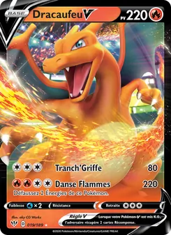 Carte Pokémon Dracaufeu V 19 — Ténèbres Embrasées