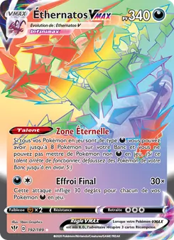 Carte Pokémon Éthernatos VMAX 192 — Ténèbres Embrasées