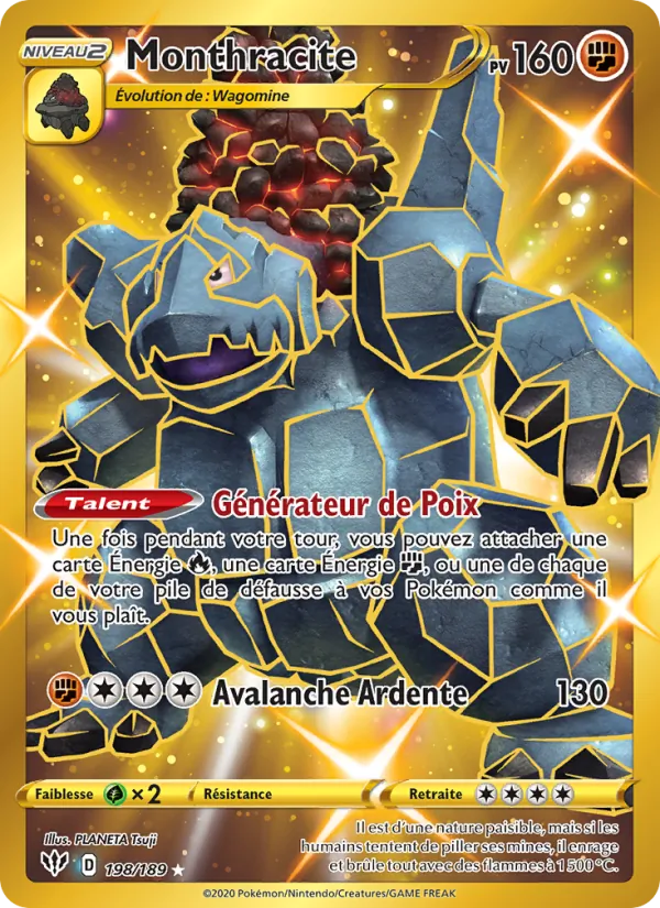 Carte Pokémon Monthracite 198/189 de l'extension Ténèbres Embrasées