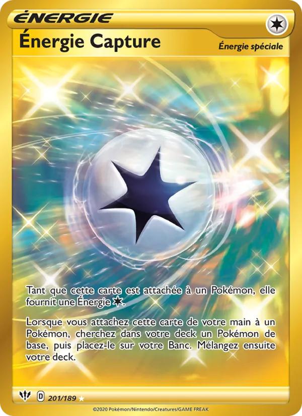 Carte Pokémon Énergie Capture 201/189 de l'extension Ténèbres Embrasées