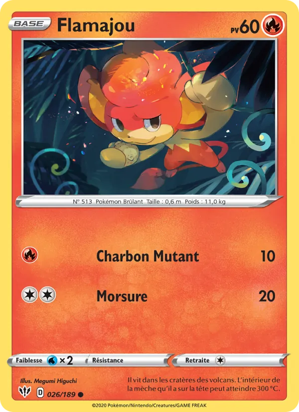 Carte Pokémon Flamajou 26/189 de l'extension Ténèbres Embrasées