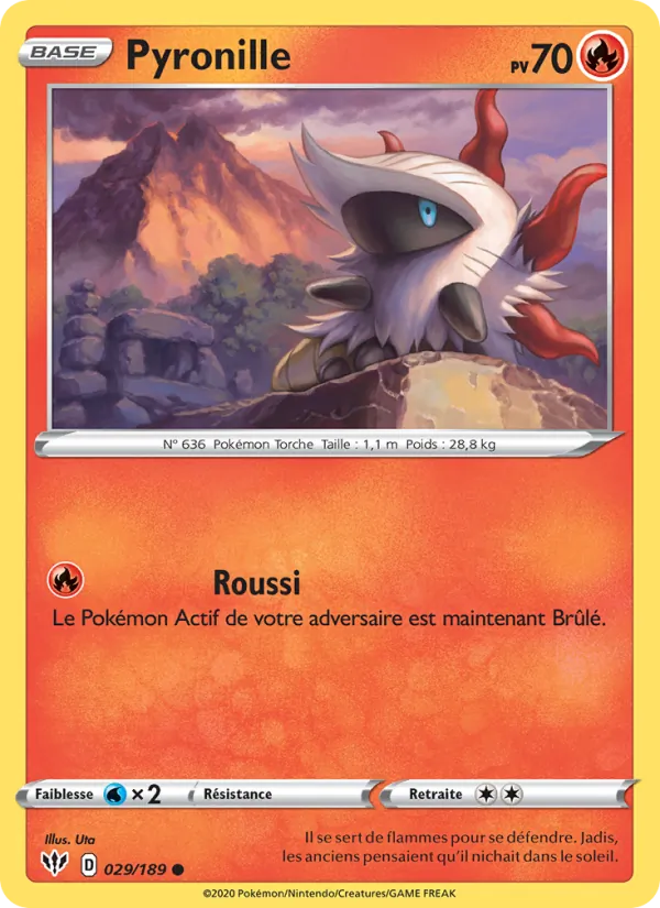 Carte Pokémon Pyronille 29/189 de l'extension Ténèbres Embrasées