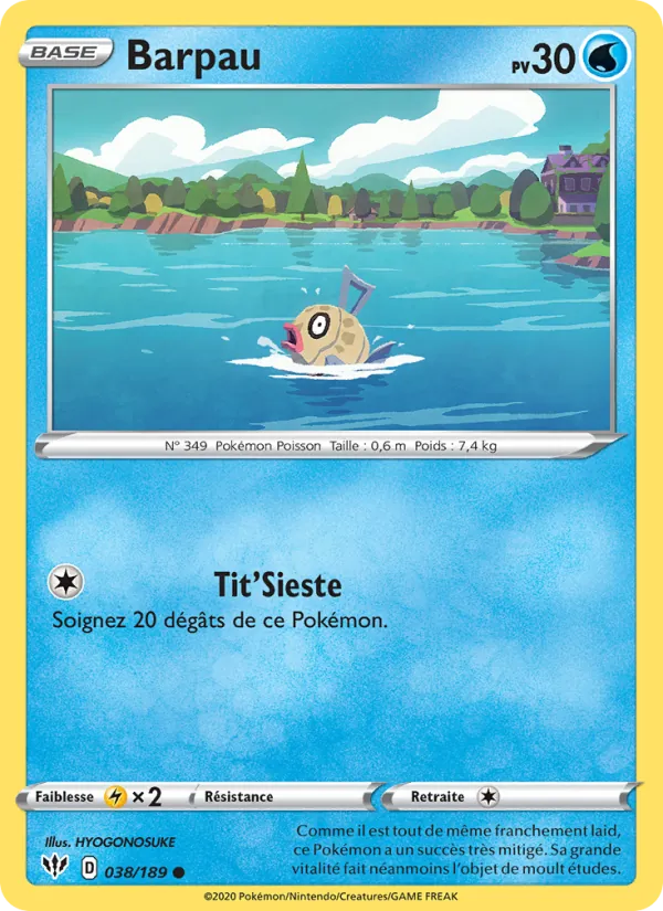 Carte Pokémon Barpau 38/189 de l'extension Ténèbres Embrasées