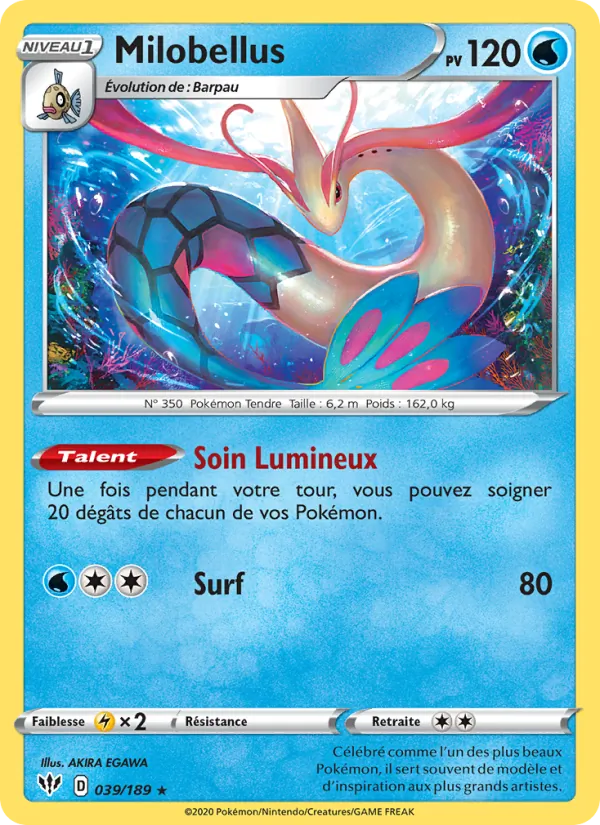 Carte Pokémon Milobellus 39/189 de l'extension Ténèbres Embrasées