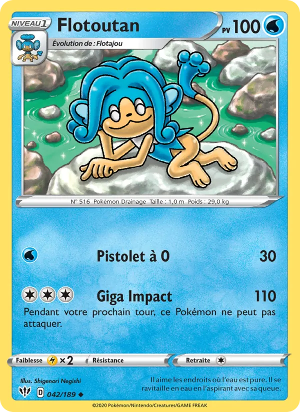 Carte Pokémon Flotoutan 42/189 de l'extension Ténèbres Embrasées