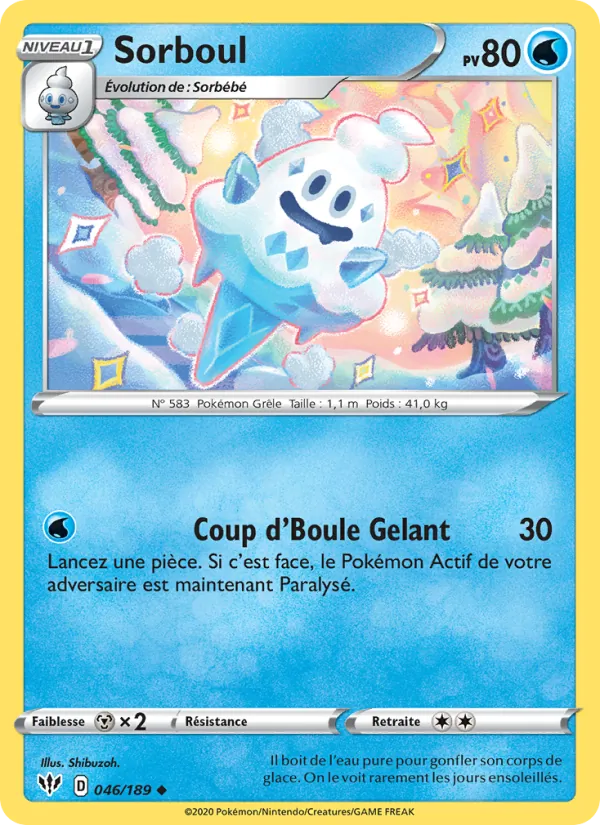 Carte Pokémon Sorboul 46/189 de l'extension Ténèbres Embrasées